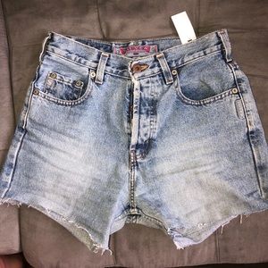 Thrifted vintage silver jean shorts
